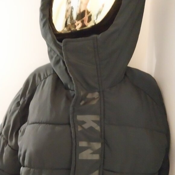 DKNY Unisex Petite Puff Coat With Hood Black M - Picture 2 of 6